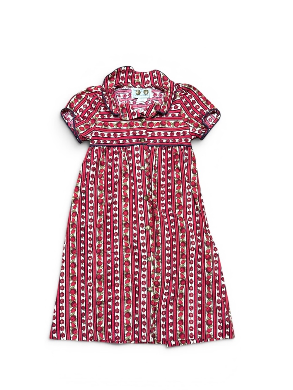 Vintage 90s Catherine Rebecca Apple Fruit Print Dress Girls Size 6x